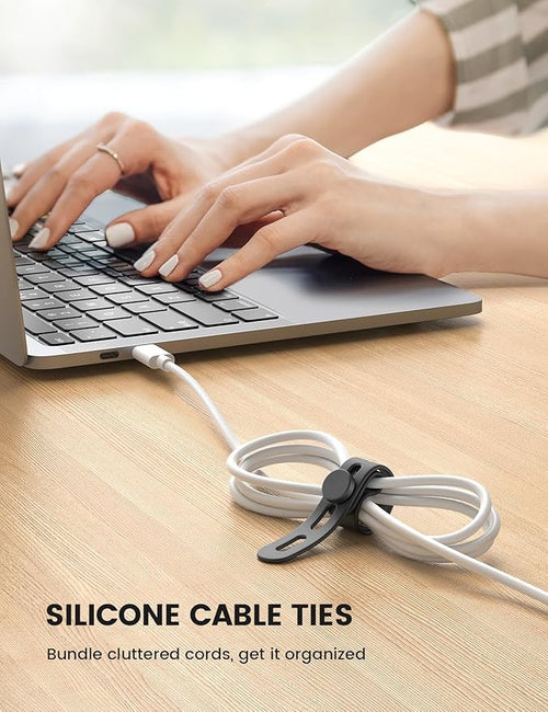10Pack Silicone Cable Ties Cord Organizer Wrap - Image 2