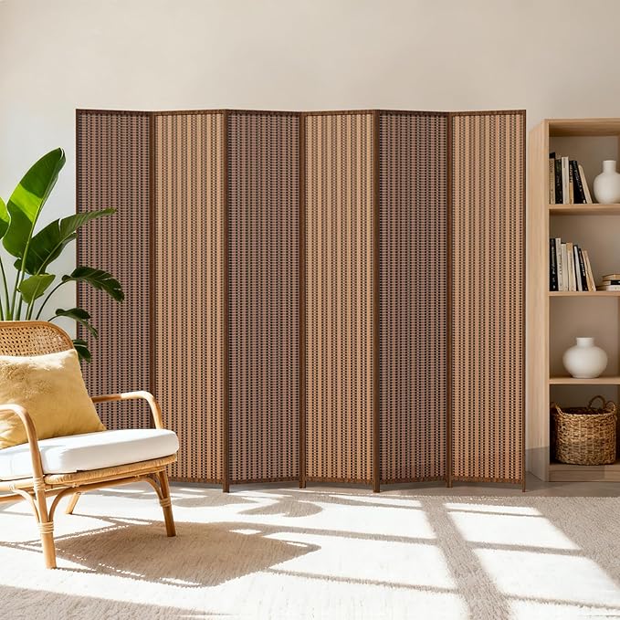 6 Panel Room Divider and Extra Wide Folding Privacy Screen, 94.5" W x 67" H - Image 9