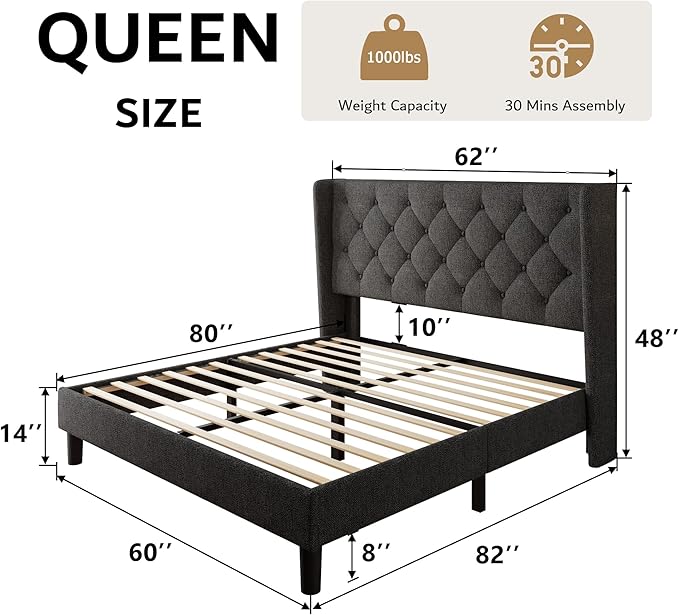 iPormis Queen Size Platform Bed Frame - Image 2