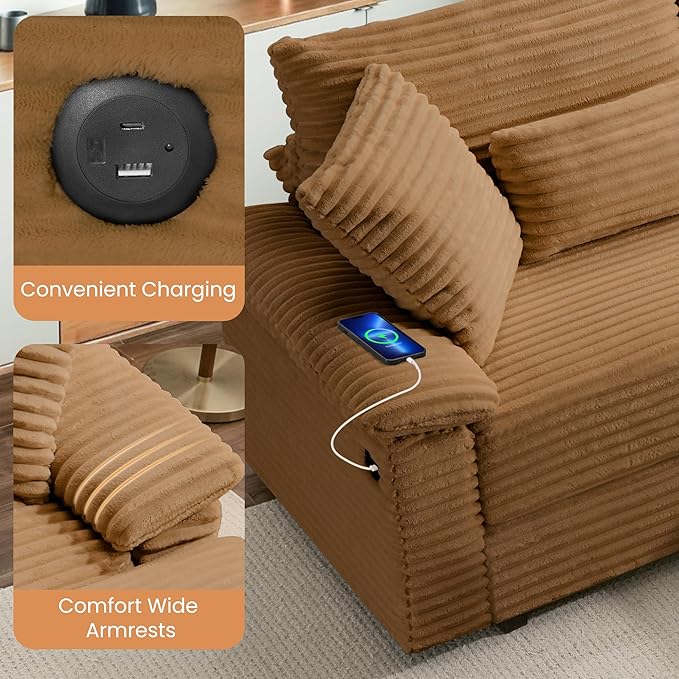 SUNWAVE 74" Double Chaise Lounge Chair Indoor, Oversized Loveseat - Image 5