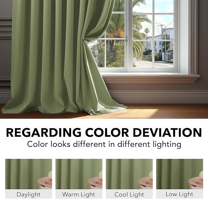Deconovo Blackout Curtains, Thermal Insulated, W42 x L54 2 Panels, Back Tab - Image 6