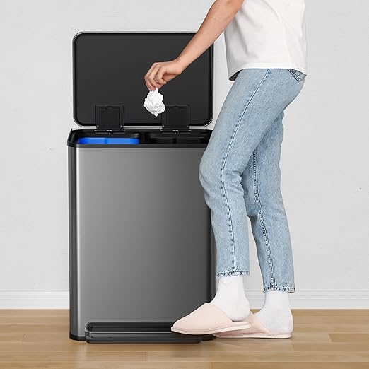 GarveeHome 60 L/16 gal Kitchen Trash Can, 2×8 gal Pedal Trash Bin - Image 3