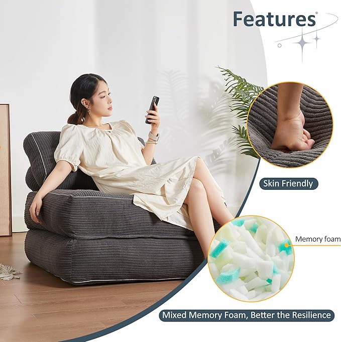 Folding Chair Bed, Futon Sofa Bed, Floor Couch - Image 6