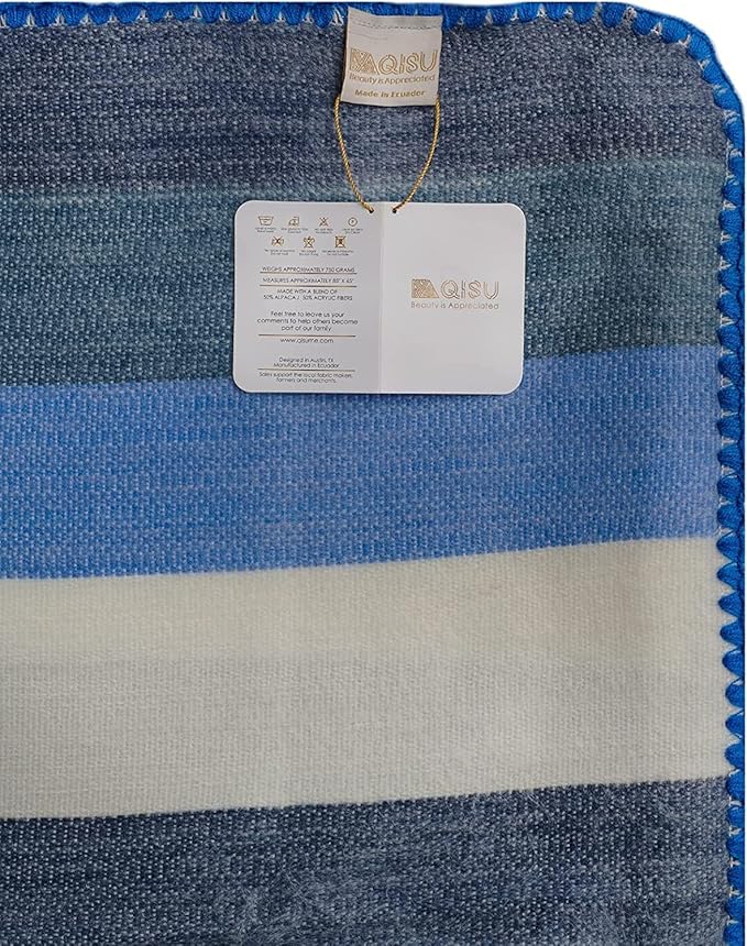QISU Alpaca Wool Blanket Throw | Large, Stripe | 85 x 65 inches | Ultra-Soft - Image 5