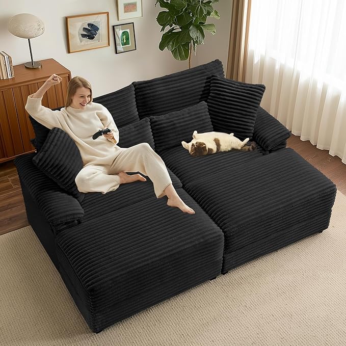 74" Double Chaise Lounge Chair Indoor, Oversized Loveseat - Image 3