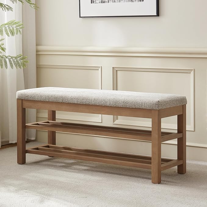 VKNOW Entryway Bench, 44.3” Upholstered Shoe Bench by VKNOW