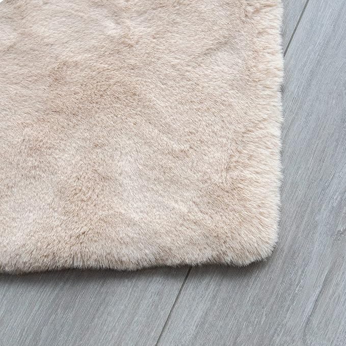 White Fluffy Faux Rabbit Fuzzy Fur Rug - Image 9