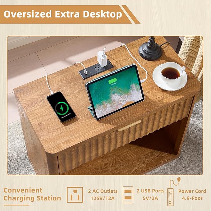 LEYAOYAO 31" Wide Fluted Nightstand - Image 6
