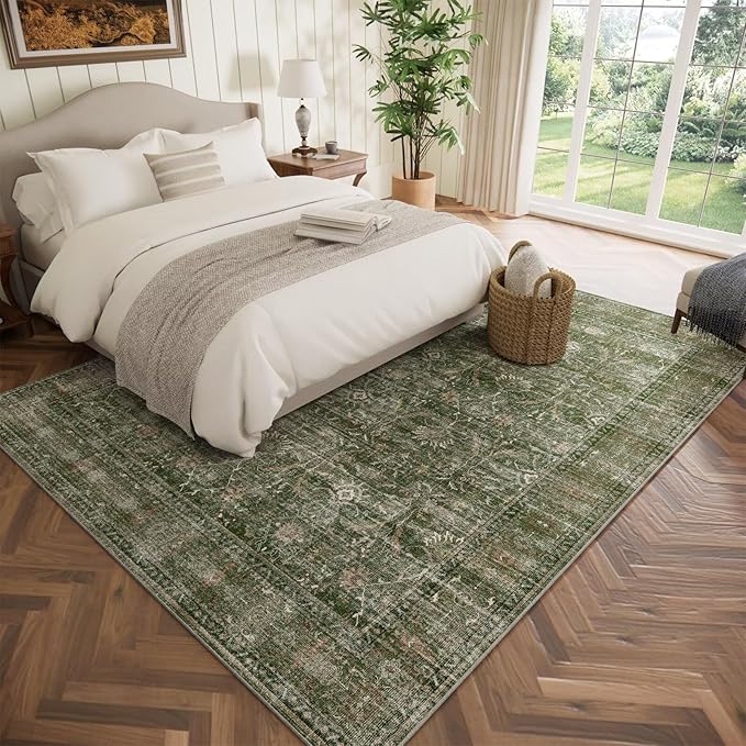 Washable 5x7 Area Rugs for Living Room, Boho Non-Slip Vintage Distress Rugs for - Image 2