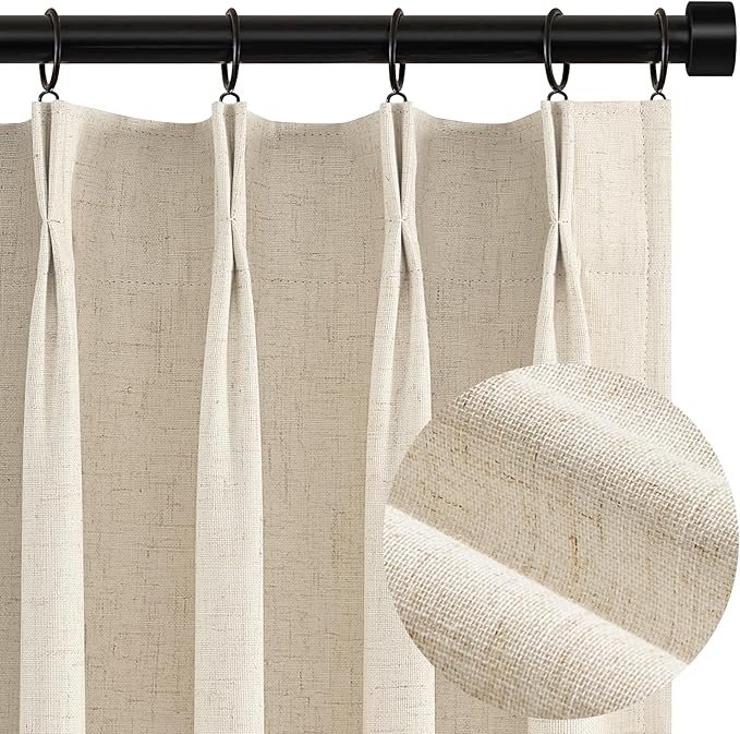 Topfinel 105 Inches Long Custom Black Out Thick Linen Drapery Panels, Ivory by Topfinel