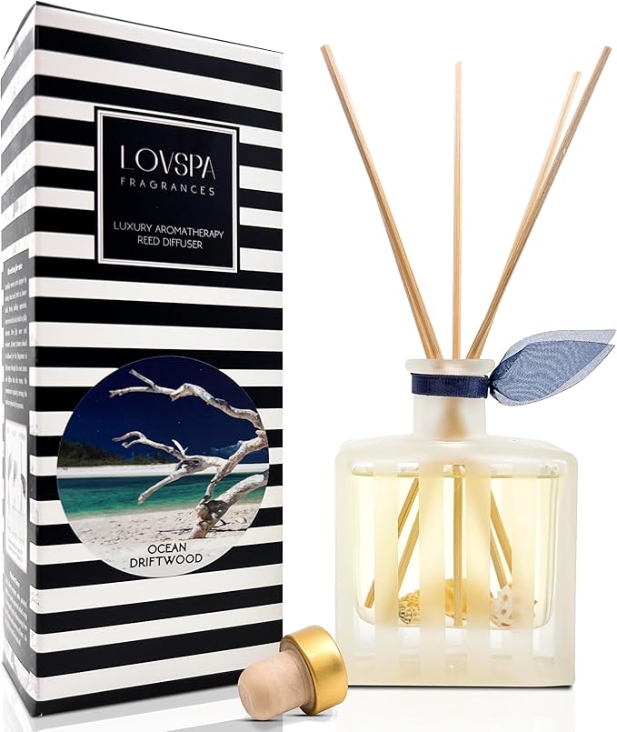 LOVSPA Reed Diffuser Set, Ocean Driftwood Scented Oil Diffuser by LOVSPA