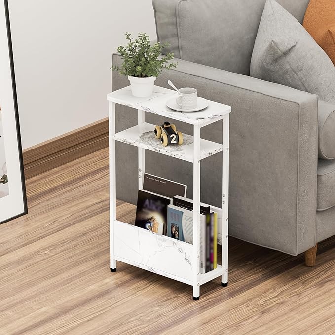 THUMEYE 7.1" Narrow Side Table for Small Spaces, 3 Tier Small End Table - Image 2