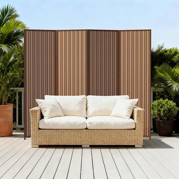 4 Panel Room Divider and Extra Wide Folding Privacy Screen, Bamboo Room Divider - Image 10