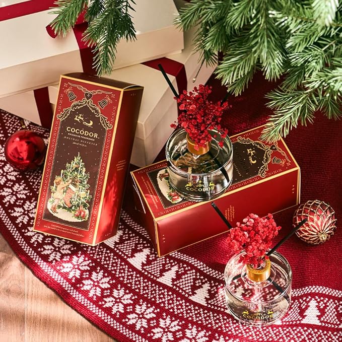 COCODOR Christmas Reed Diffuser Set / 6.7oz / Snow Fig/Holiday Scented Oil - Image 3