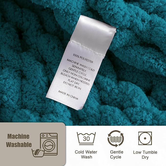Chunky Knit Throw Blanket 50"X 60", 100% Handmade - Image 5