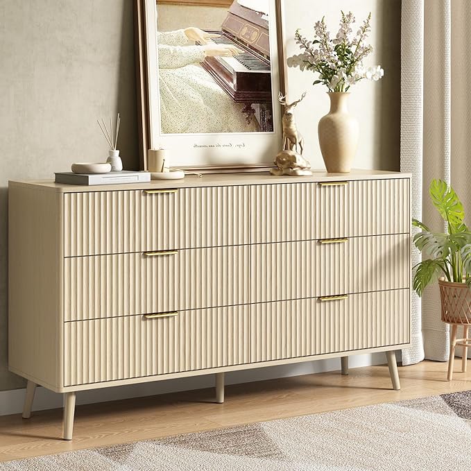 CARPETNAL Fluted 6 Drawer Dresser by CARPETNAL
