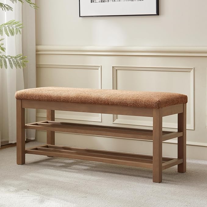 VKNOW Entryway Bench, 44.3” Upholstered Shoe Bench by VKNOW