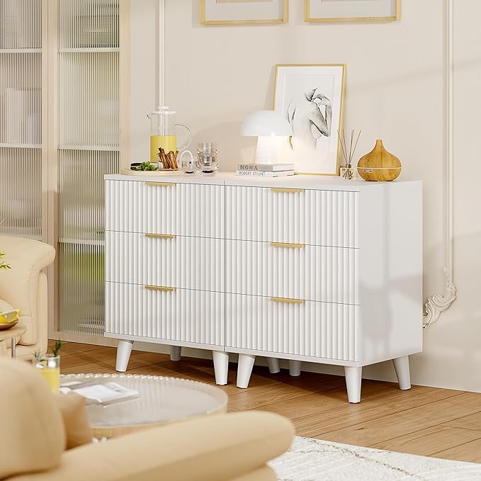 Lulive Wood 3 Drawers Dresser Fluted Night Stand - Image 7