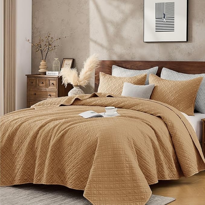 King Quilt Set with Shams Lightweight Quilted Bedspread Coverlet Thin Comforter by DownHome-FashionBeddingCollection