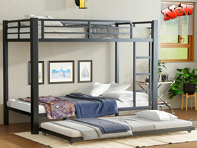 Higher Quality & Stronger Heavy Duty Metal Bunk Bed Frame Twin XL Over Twin XL by Unknown