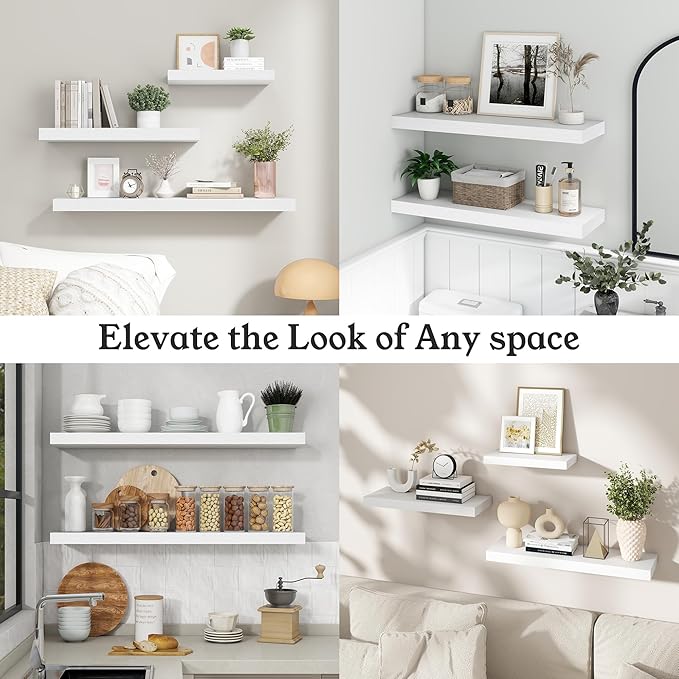 Floating Shelves for Wall, 7.9" Deep Wall Mounted Wood Shelves for Bathroom - Image 8