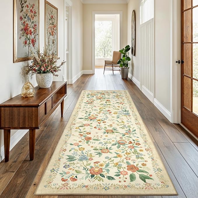 Amada 2.6x8 Washable Runner Rug, Non-Slip & Low-Profile Kitchen Area Rug by AMADAHOMEFURNISHING