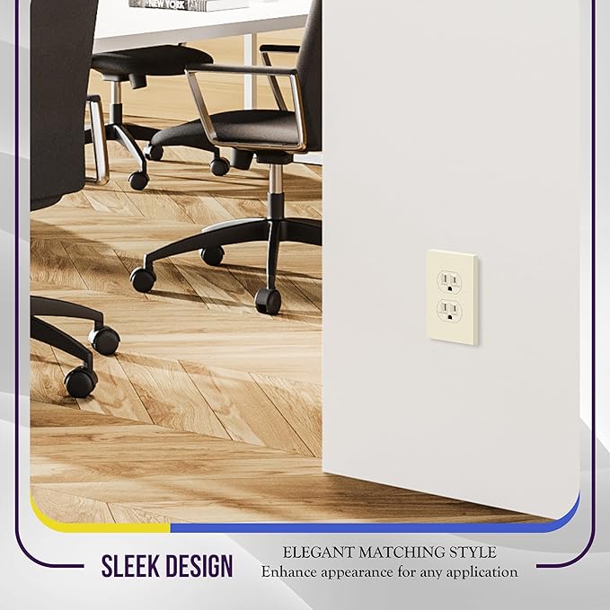 ENERLITES Duplex Outlet Receptacle Cover, Screwless Wall Plate, Standard Size - Image 7