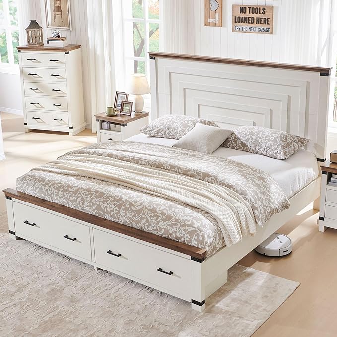 T4TREAM Farmhouse Queen Size Bed Frame by T4TREAMFurniture