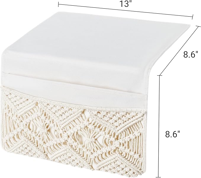 Mkono Macrame Bedside Caddy Storage Organizer Boho Remote Control Tablet - Image 6