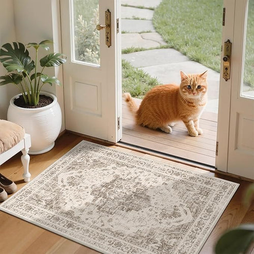 2x3 Vintage Washable Area Rugs for Entryway Soft Non-Slip Bath Mat Boho by HOME