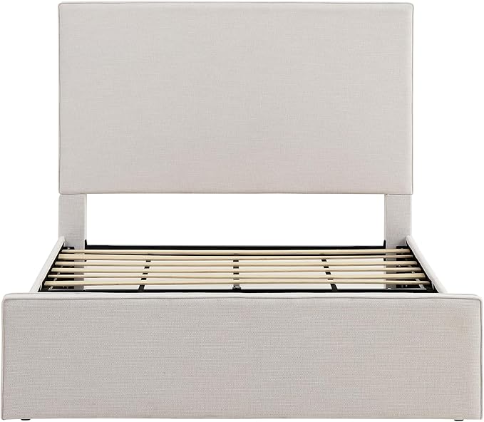 Queen Size Upholstered Bed Frame, Lucas Tall Headboard Floor Platform Beds - Image 9