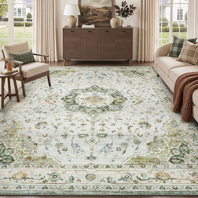 PADOOR 6X9 Area Rug, Rugs for Living Room, Soft Green Rugs for Bedroom by PADOOR