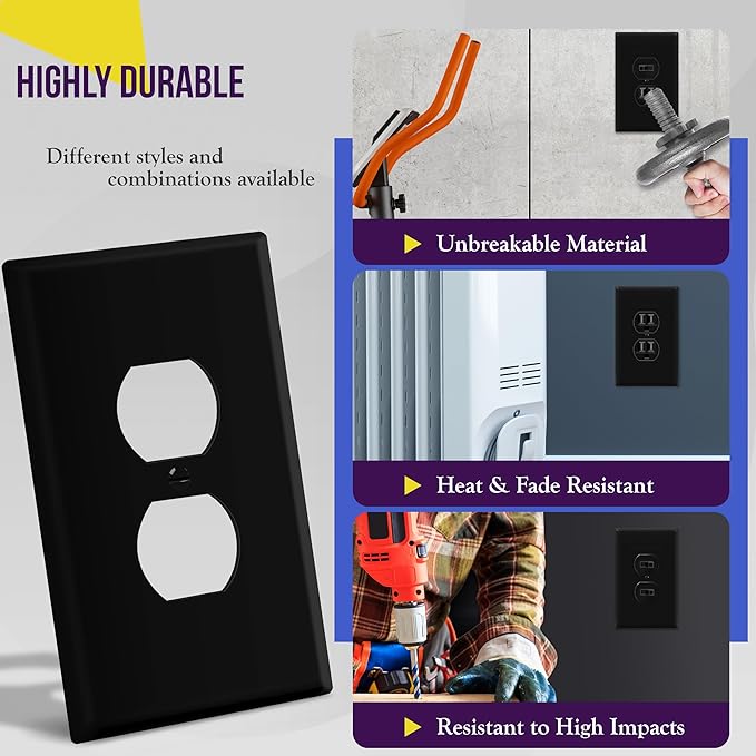ENERLITES Duplex Receptacle Outlet Wall Plate, Jumbo Electrical Outlet Cover - Image 4