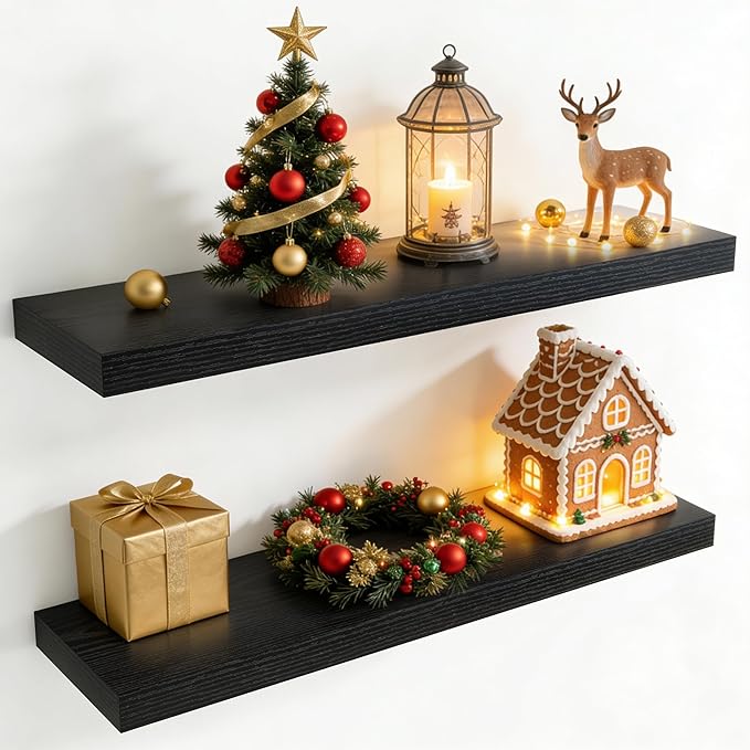36 Inch Floating Shelves for Wall, 8 Inch Deep Floating Shelf for Storage & by Axeman