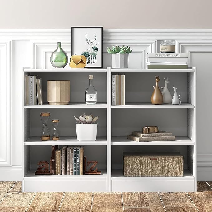 LOKO 3-Tier Open Bookcase Set of 2, Modern 3-Cube Bookshelf - Image 4