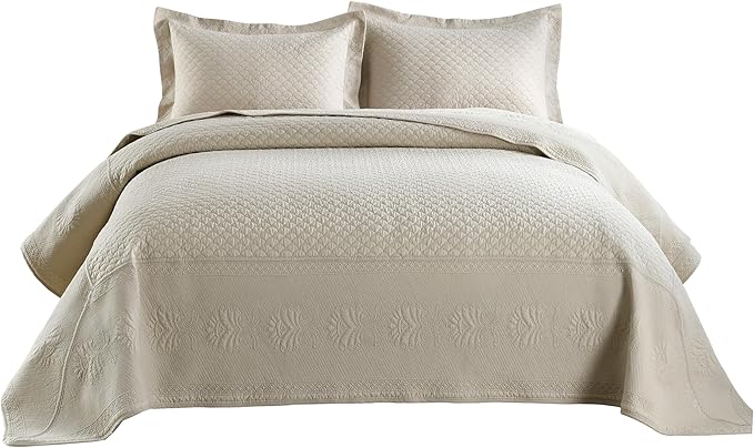 MarCielo 3-Piece 100% Cotton Oversized Bedspread Lightweight Quilt Coverlet - Image 6
