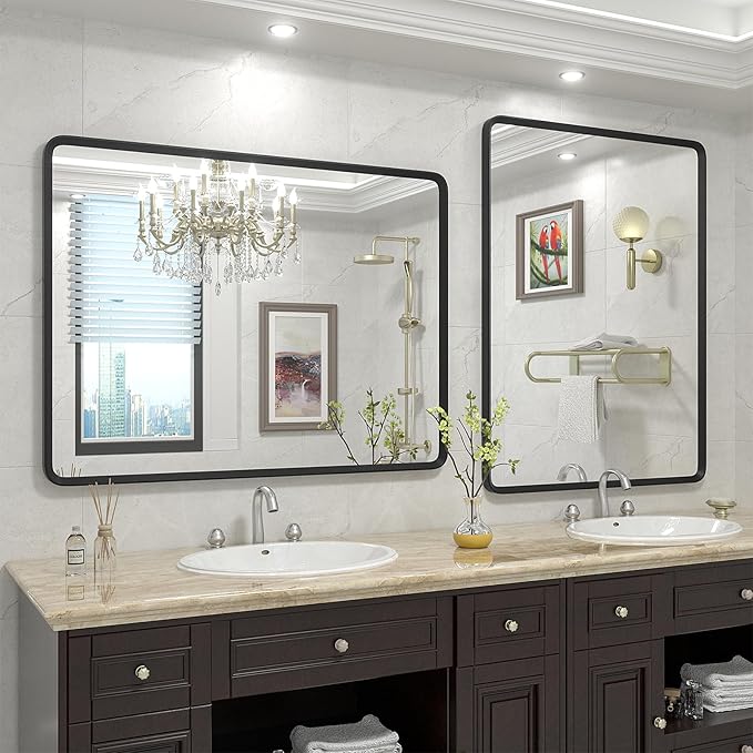 40x30 Inch Black Matte Framed Mirror - Image 5