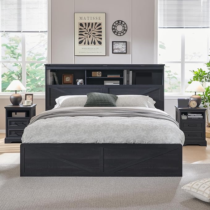 ACCOHOHO King Bed Frame Farmhouse by ACCOHOHO
