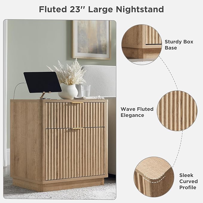 T4TREAM 23'' Fluted Nightstand Set of 2 - Image 6