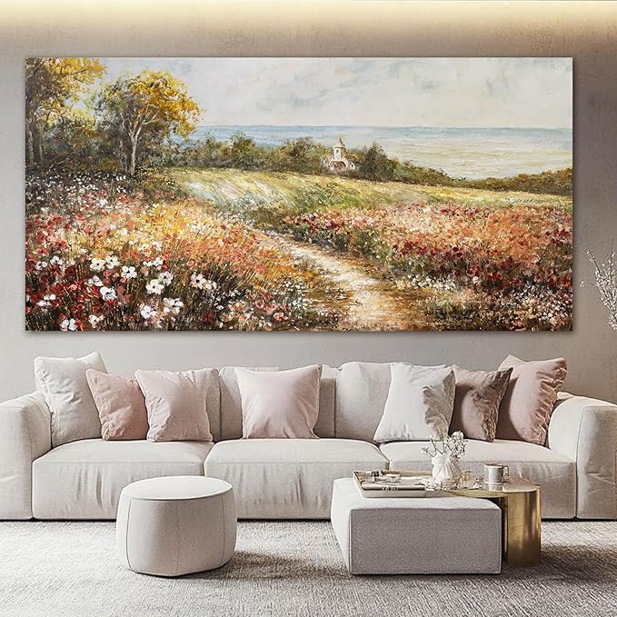YETHEN WAL Floral Country Meadow Canvas Wall Art – Extra Large Cottage - Image 6