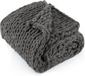 Chunky Knit Throw Blanket 60"X 80", 100% Handmade by LONGCREATE