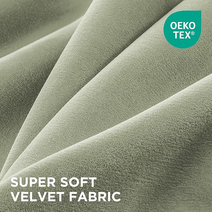 Joydeco Sage Green Velvet Curtains 108 Inches 2 Panels, Luxury Thermal - Image 2