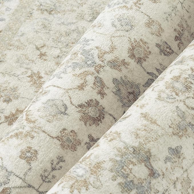 3x5 Taupe Area Rug Non Slip Vintage Office Entryway Rug Distressed Machine - Image 6