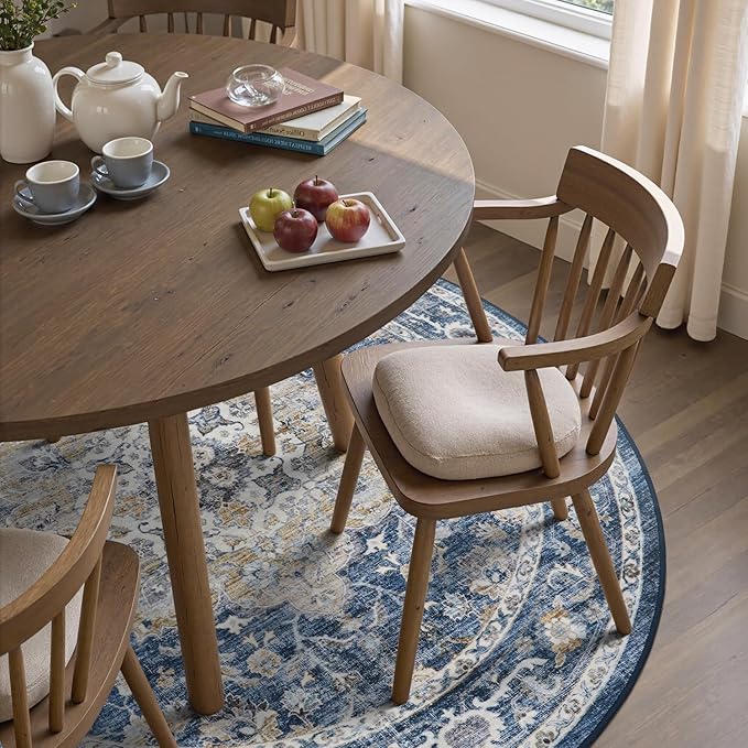 PADOOR 6FT Round Rug, Rugs for Living Room, Soft Blue Circle Rug, Machine - Image 4