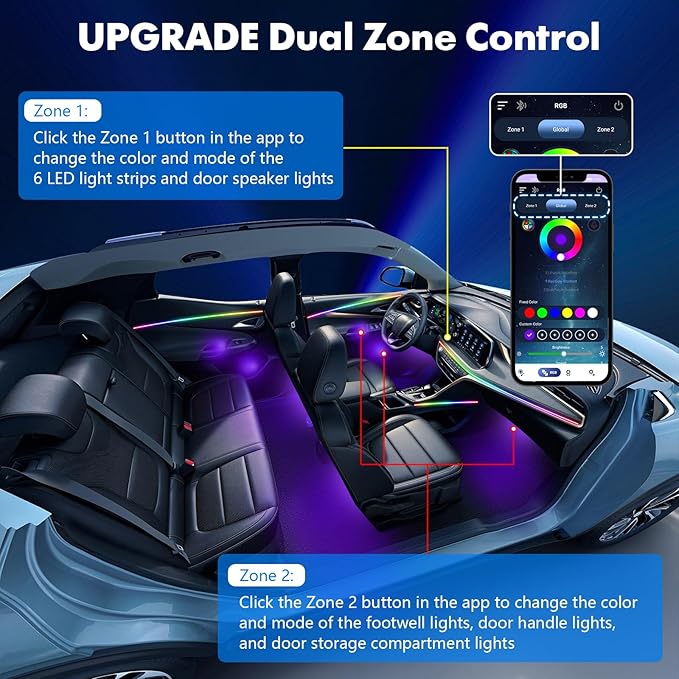 2026 Upgraded Interior Car LED Strip Lights, Acrylic LED Lights - Image 5
