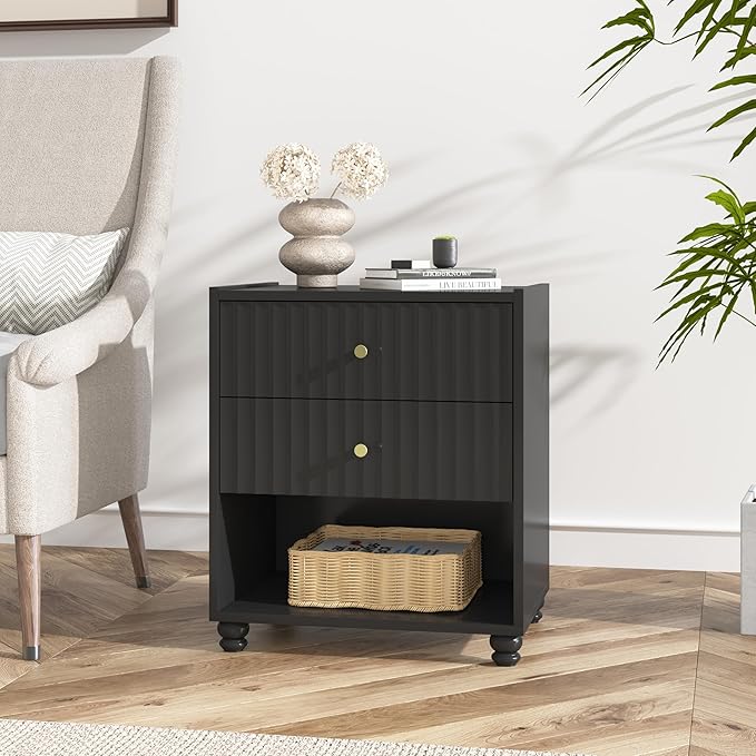 Modern Nightstand, Fluted End Table - Image 6