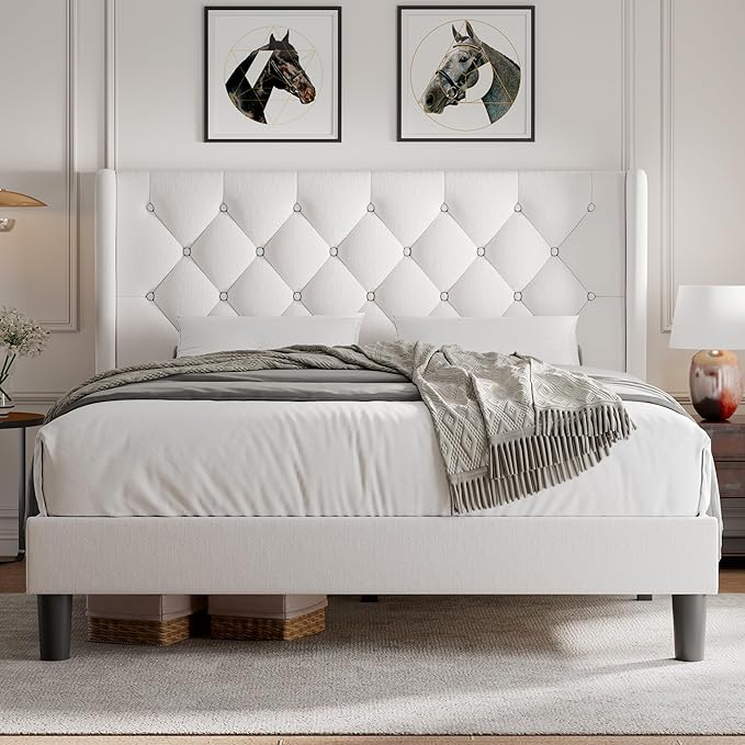 iPormis Queen Size Velvet Platform Bed Frame - Image 8