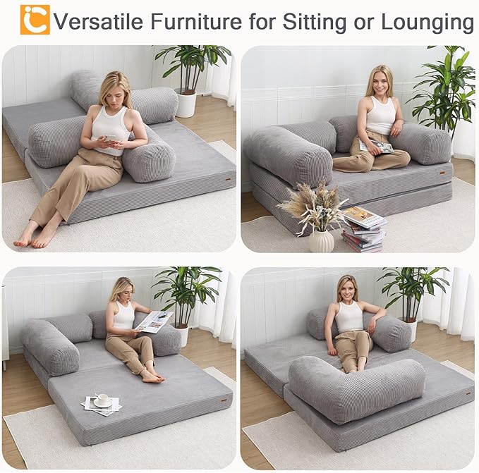 COMAX Folding Sofa Bed Queen, 4-in-1 Foldable Floor Couch Convertible Futon Sofa - Image 5