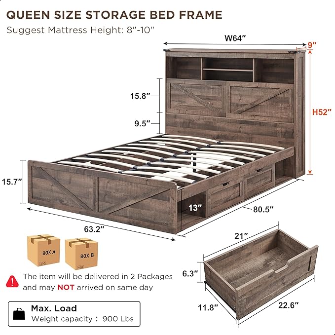 ACCOHOHO Queen Bed Frame Farmhouse - Image 2