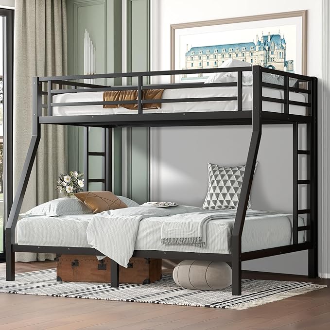Twin Over Full Bunk Bed Frame, Heavy Duty Metal Loft Bed by Unknown